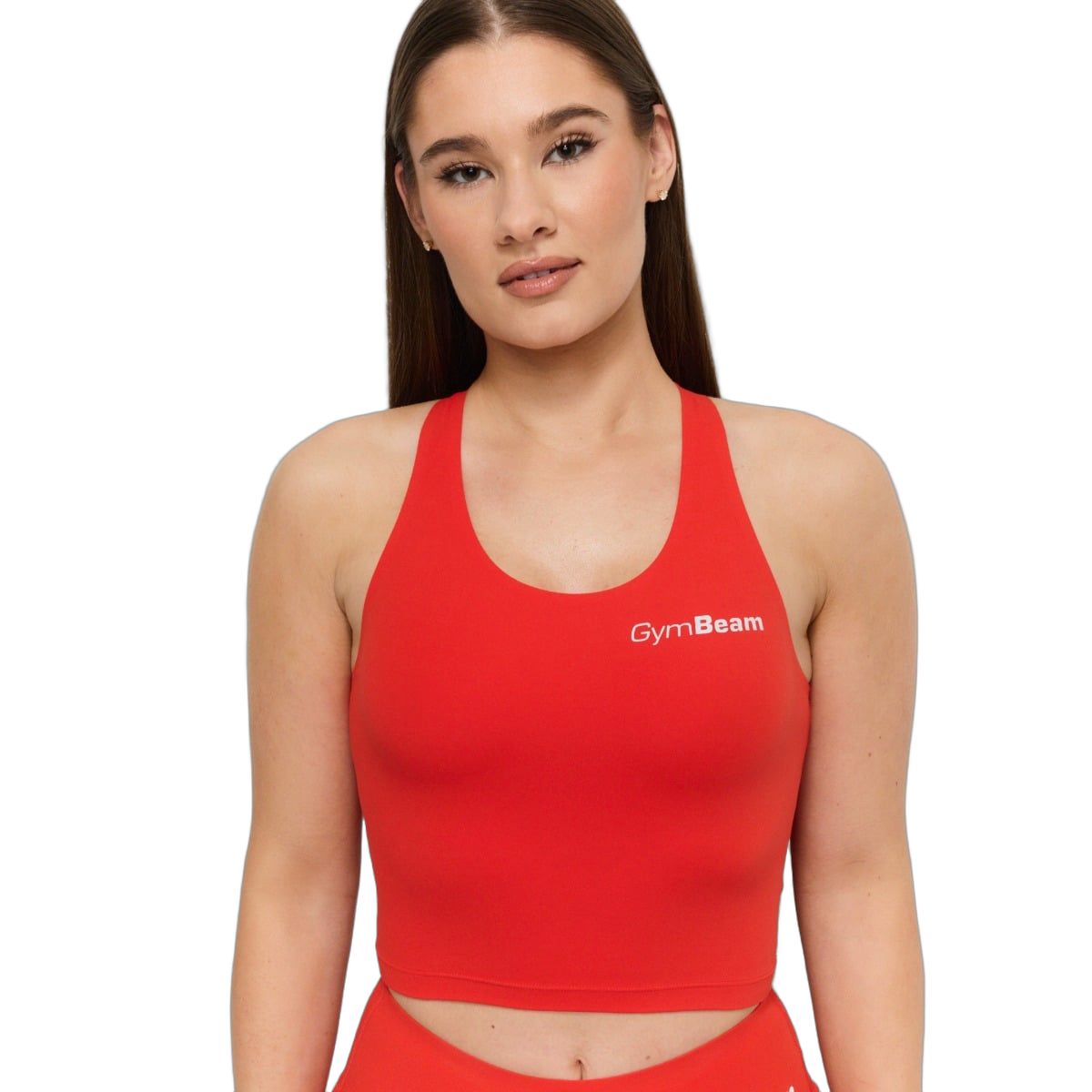 GymBeam Sport-Top Damen cropped Slim mit rundem Ausschnitt Beat Tangerine 1 St