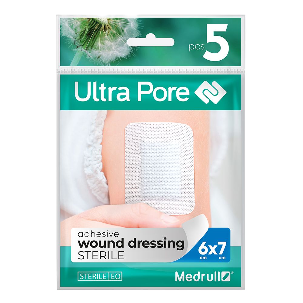 Medrull Ultra Pore steriler, selbstklebender Wundverband / Wund-Pflaster 6 x 7cm 5 St