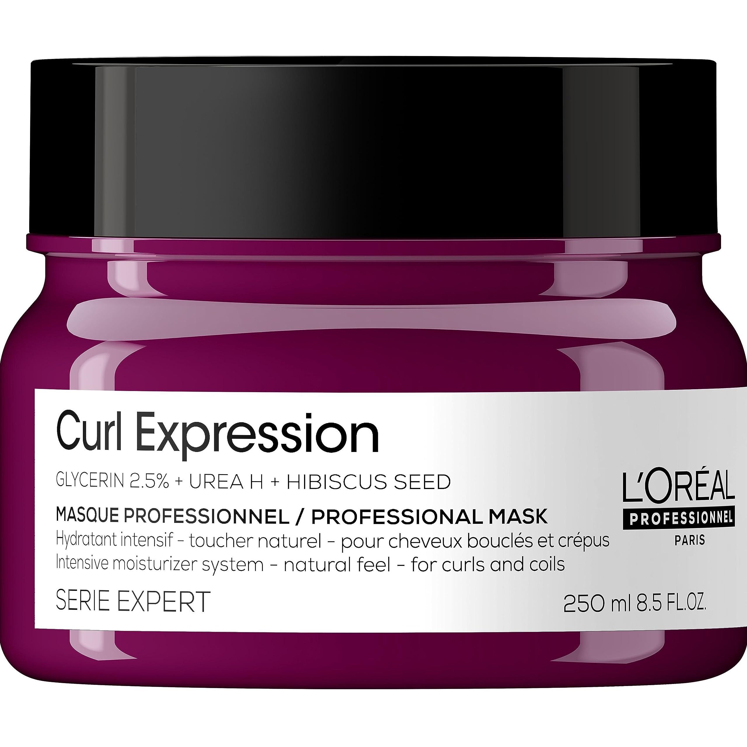 Runde Dose mit schwarzem Deckel. Aufschrift: Curl Expression, L'Oréal. Inhalt: 250 ml.