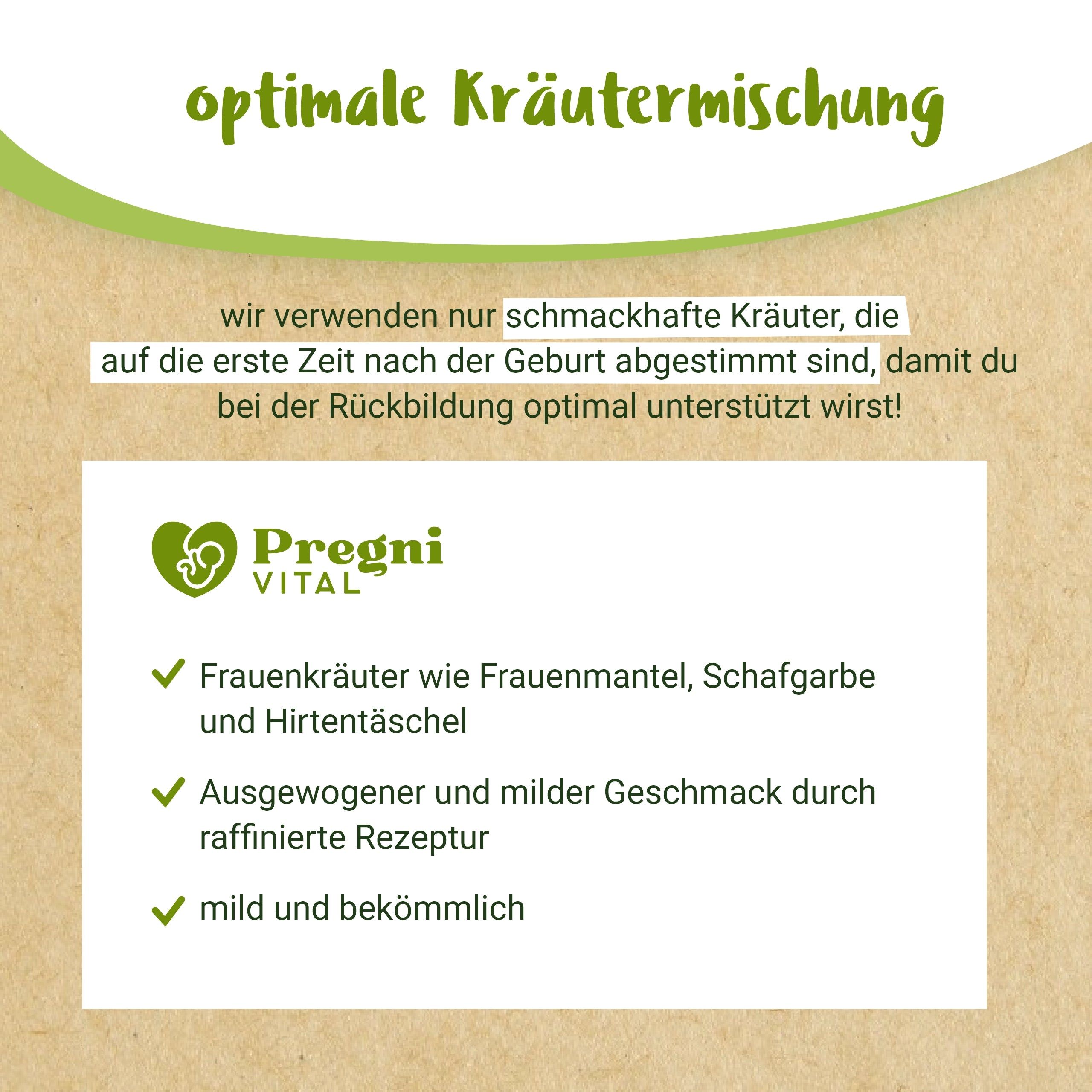 Wochenbett BIO Schwangerschaftstee mit Frauenmantel und Schafgarbe - von PregniVital®