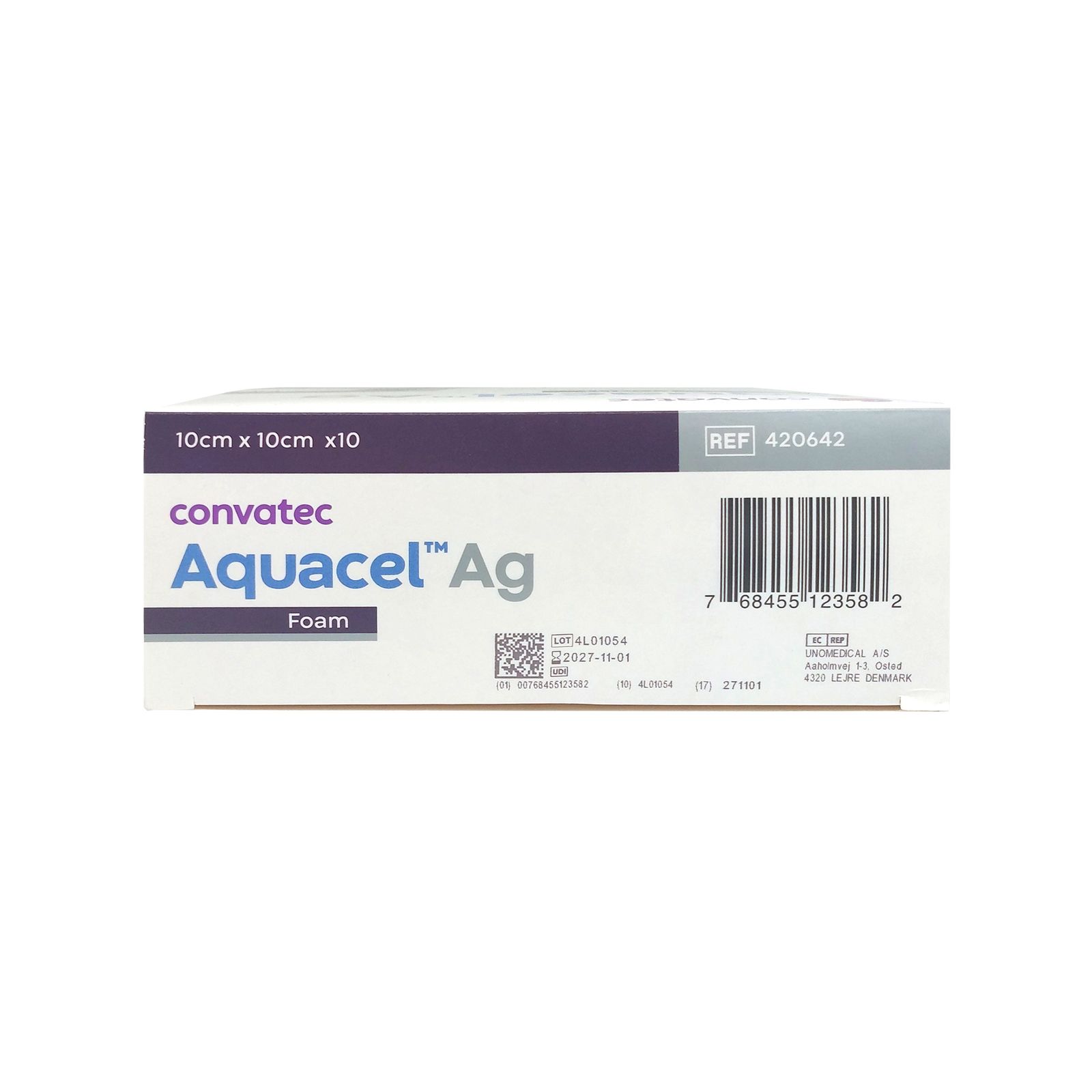 AQUACEL Ag Foam nicht adhäsiv 10x10 cm Verband
