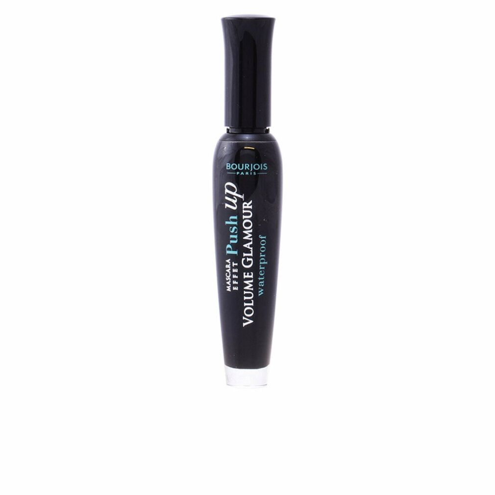 Schwarze Mascara-Tube mit Schriftzug "Bourjois Push up Volume Glamour Waterproof".