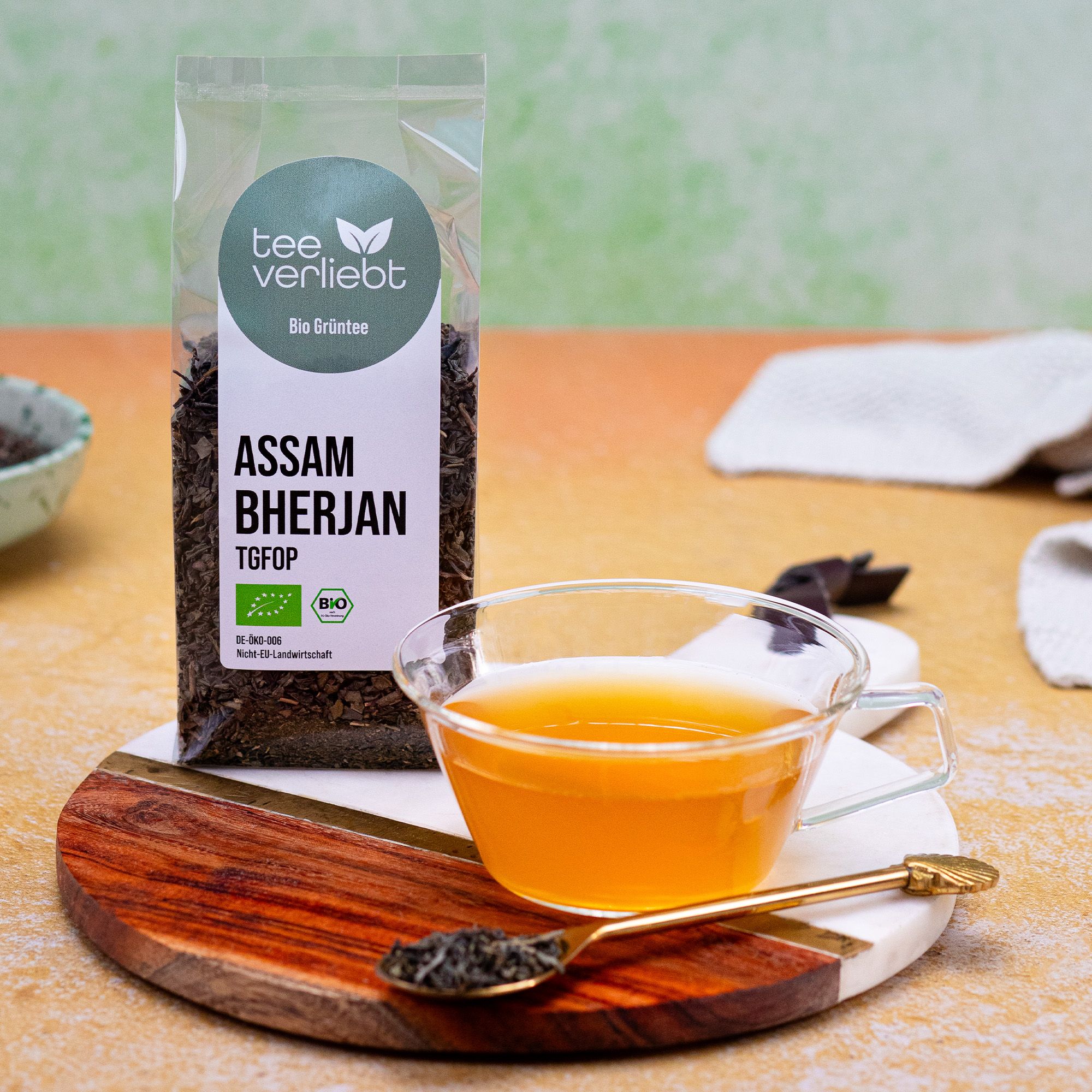 teeverliebt - Assam Bherjan TGFOP loser Bio Grüntee