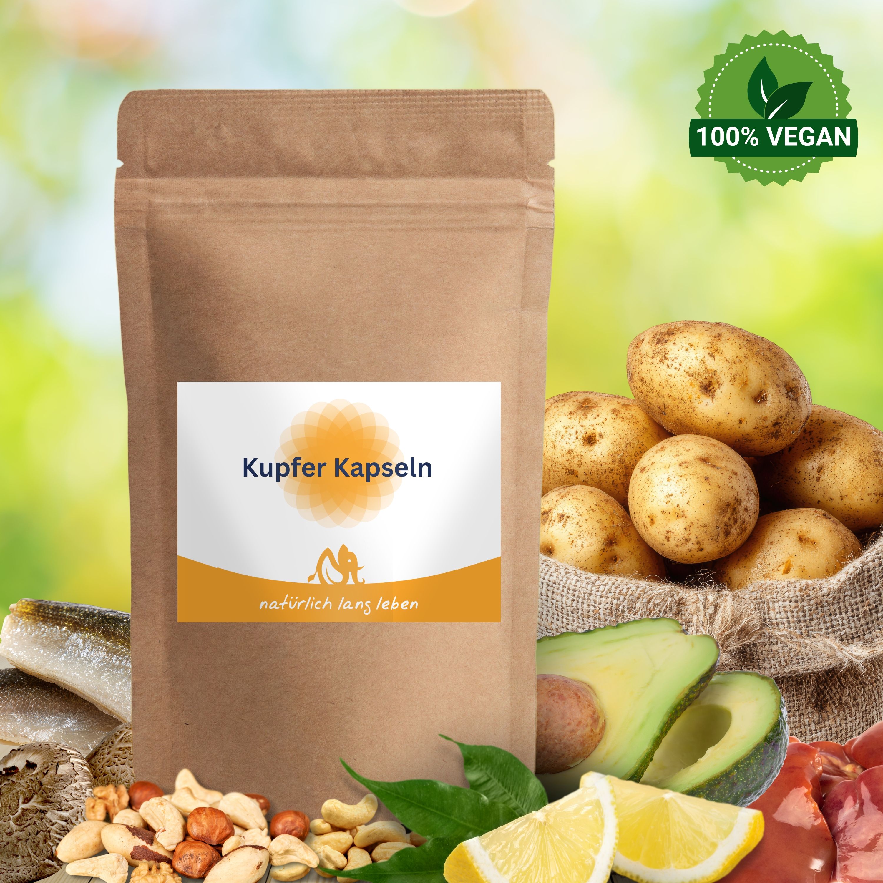 natürlich lang leben Kupfer Kapseln