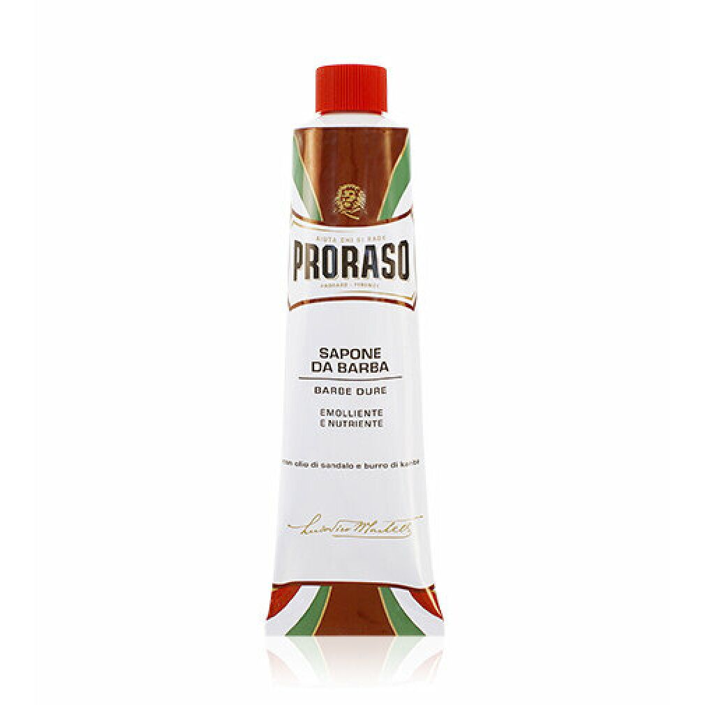 Proraso Rasiercreme-Tube mit rotem Verschluss.