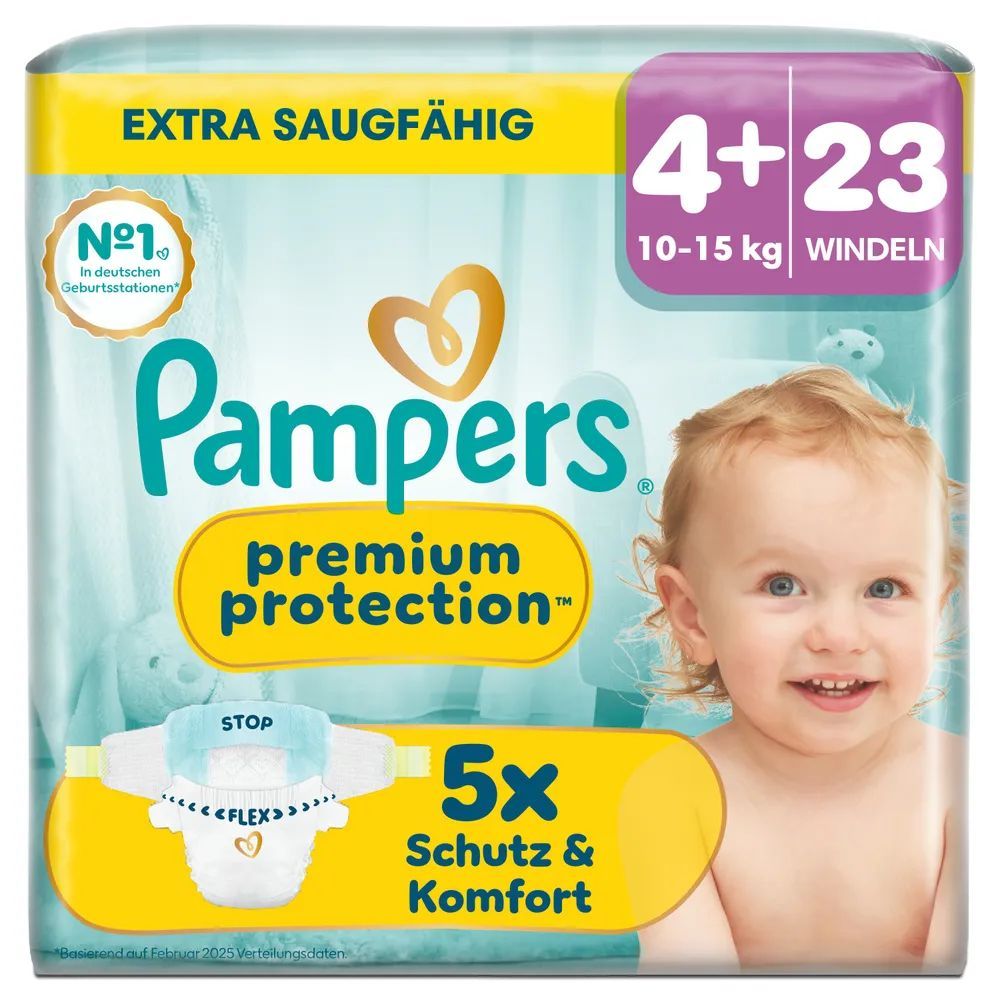 Pampers Premium Protection Gr.4+ Maxi Plus 10-15kg Windeln Singlepack 23 St