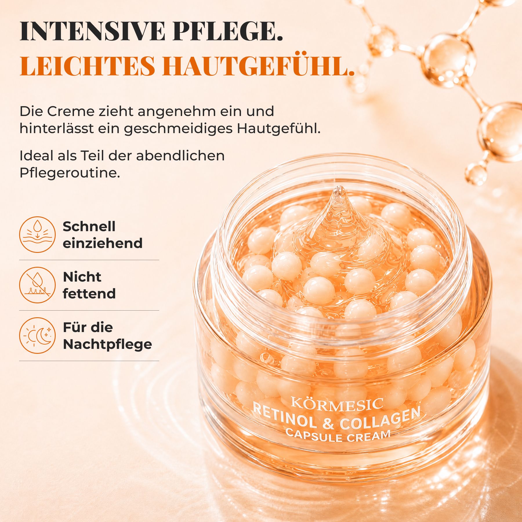 KORMESIC Gesichtscreme Retinol Kollagen Kapselcreme Anti-Aging Nachtpflege