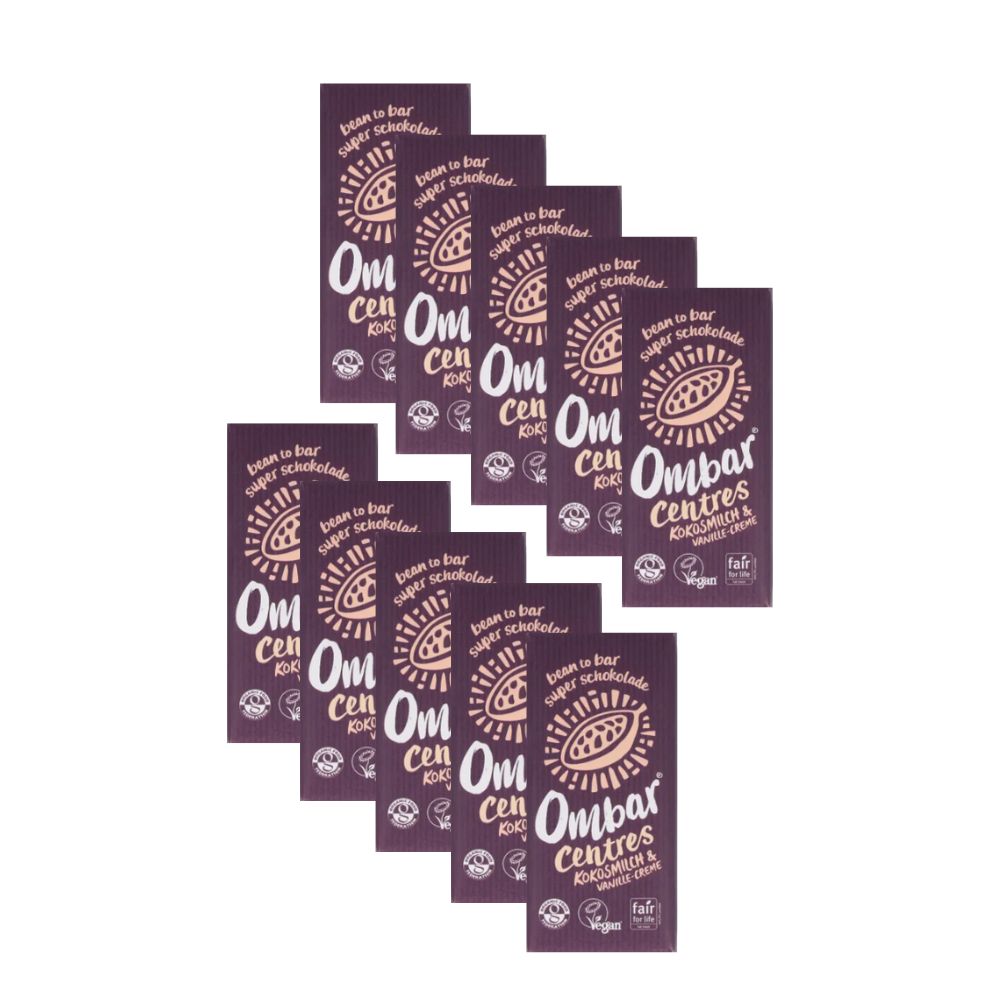 Ombar Centres Kokos & Vanille Gefüllte Bio-Tafel Vegan 10x70 g