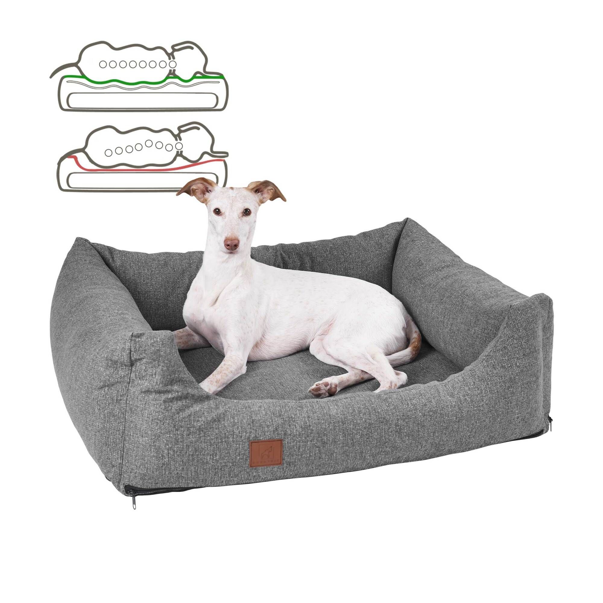 orthopädisches Hundebett 'Tessa', Easy Clean-Webstoff, Farbe Grau 140 x 100