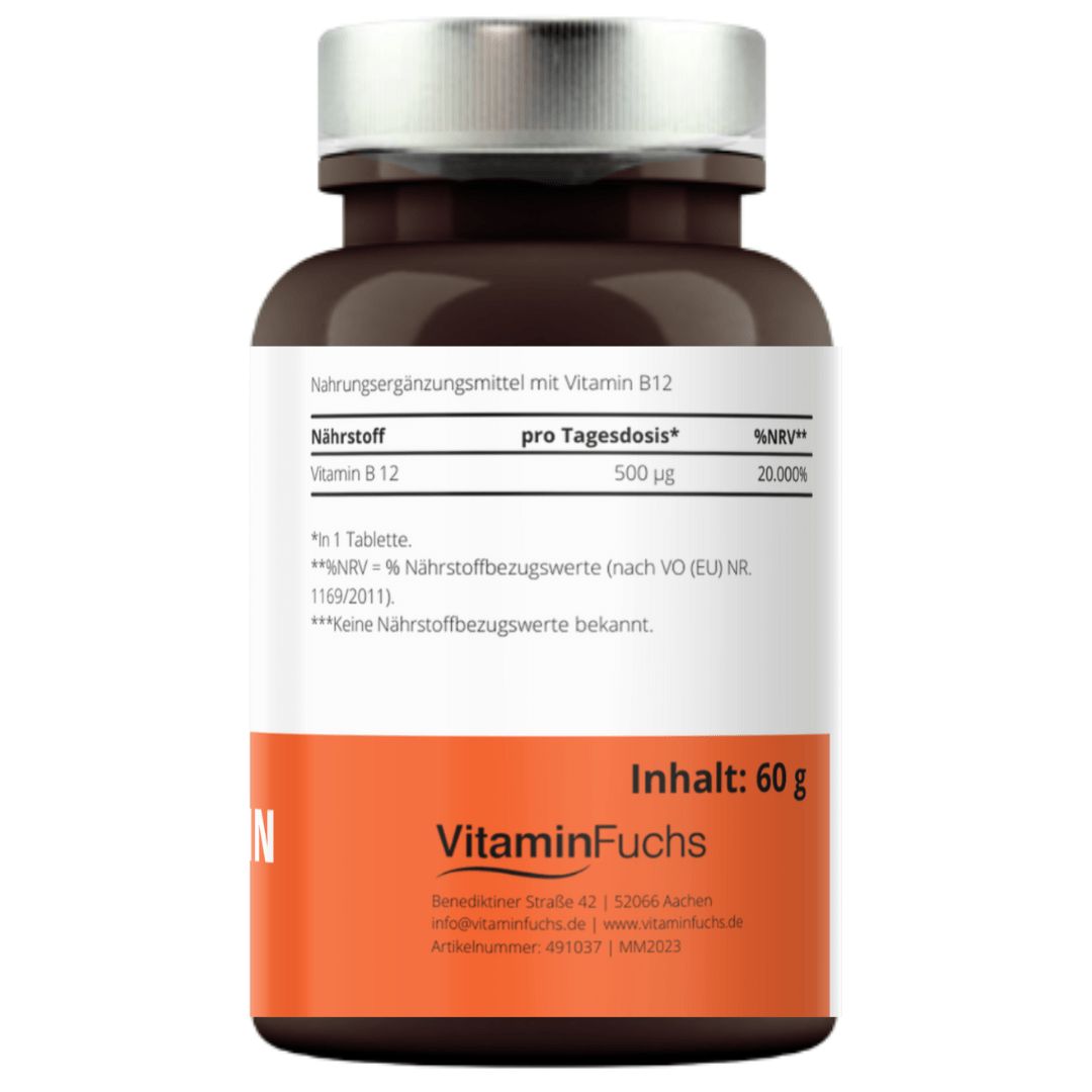 Vitamin B12 Lutschtabletten - Super mit orangen Geschmack von VitaminFuchs 180 St Tabletten