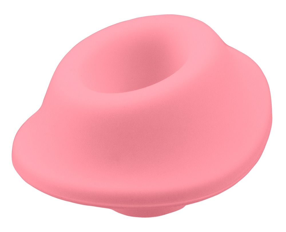 Einzelner rosa Ersatzkopf. Runde Form mit zentraler Öffnung. Auf weißem Hintergrund.