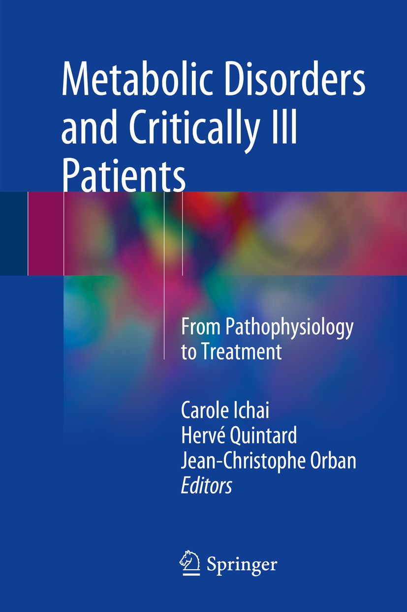 Buchcover: "Metabolic Disorders and Critically Ill Patients". Titel in Weiß auf blauem Hintergrund. Autoren und Springer-Logo.