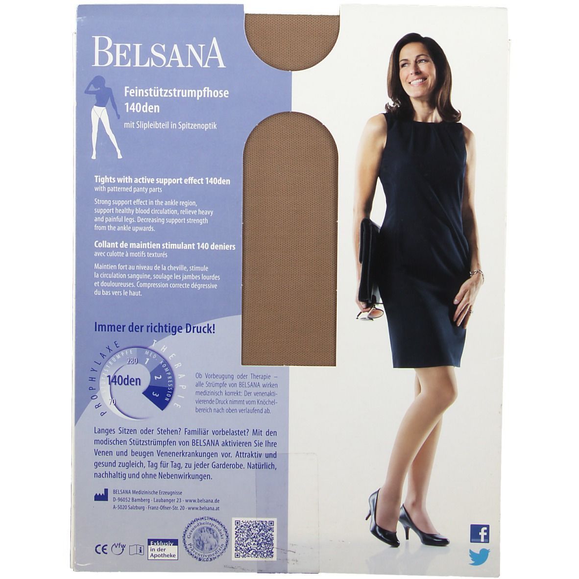 Belsana 140den Feinstützstrumpfhose Größe 3 Schuhgröße 41 - 43 Sand