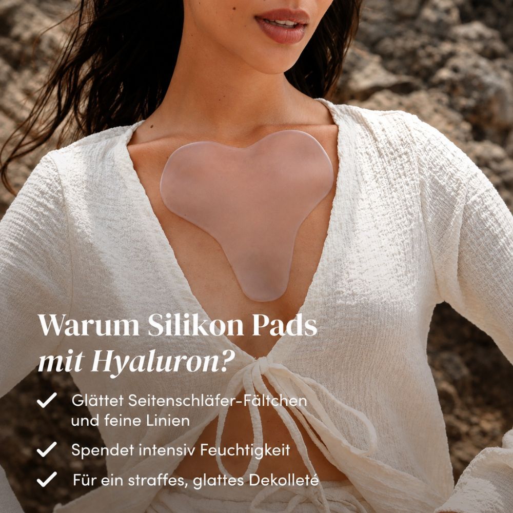 APRICOT Dekolleté Pflege-Set – Hyaluron Silikonpad + Silikonpad-Reiniger