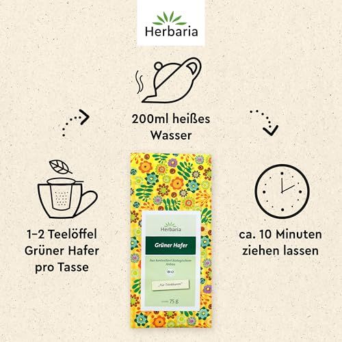Herbaria Kamillenblüten Tee, 50g Packung mit getrockneten Blüten.