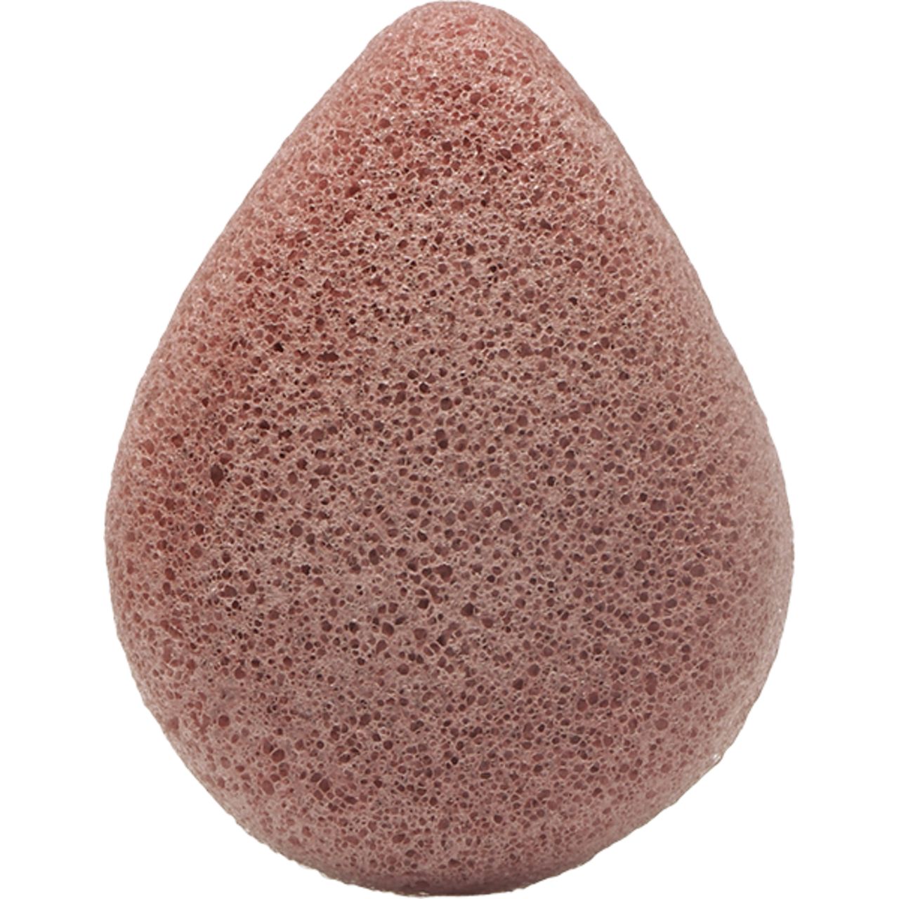 Konjac-Schwamm, rosa, tropfenförmig. Porenstruktur sichtbar.