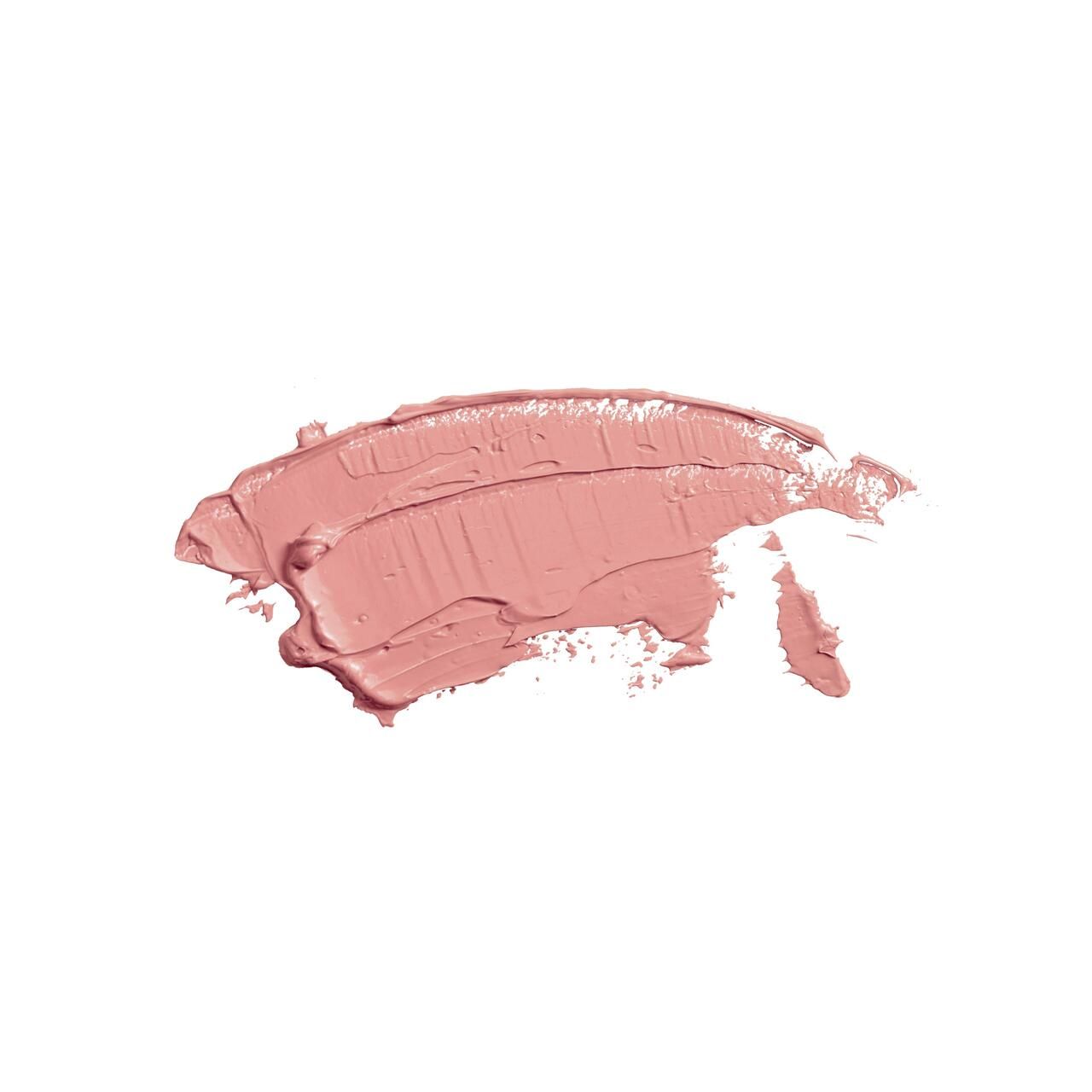 Hellrosa Lippenstift-Abstrich auf weißem Hintergrund. Textur mit sichtbaren Pinselstrichen.