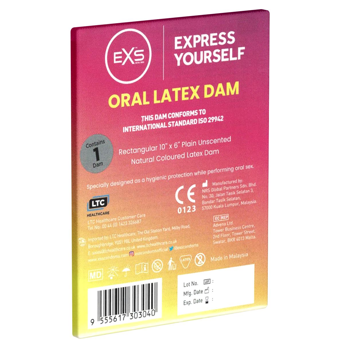 EXS *Oral Latex Dam* Lecktuch aus Latex ohne Aroma und Geschmack 1 St