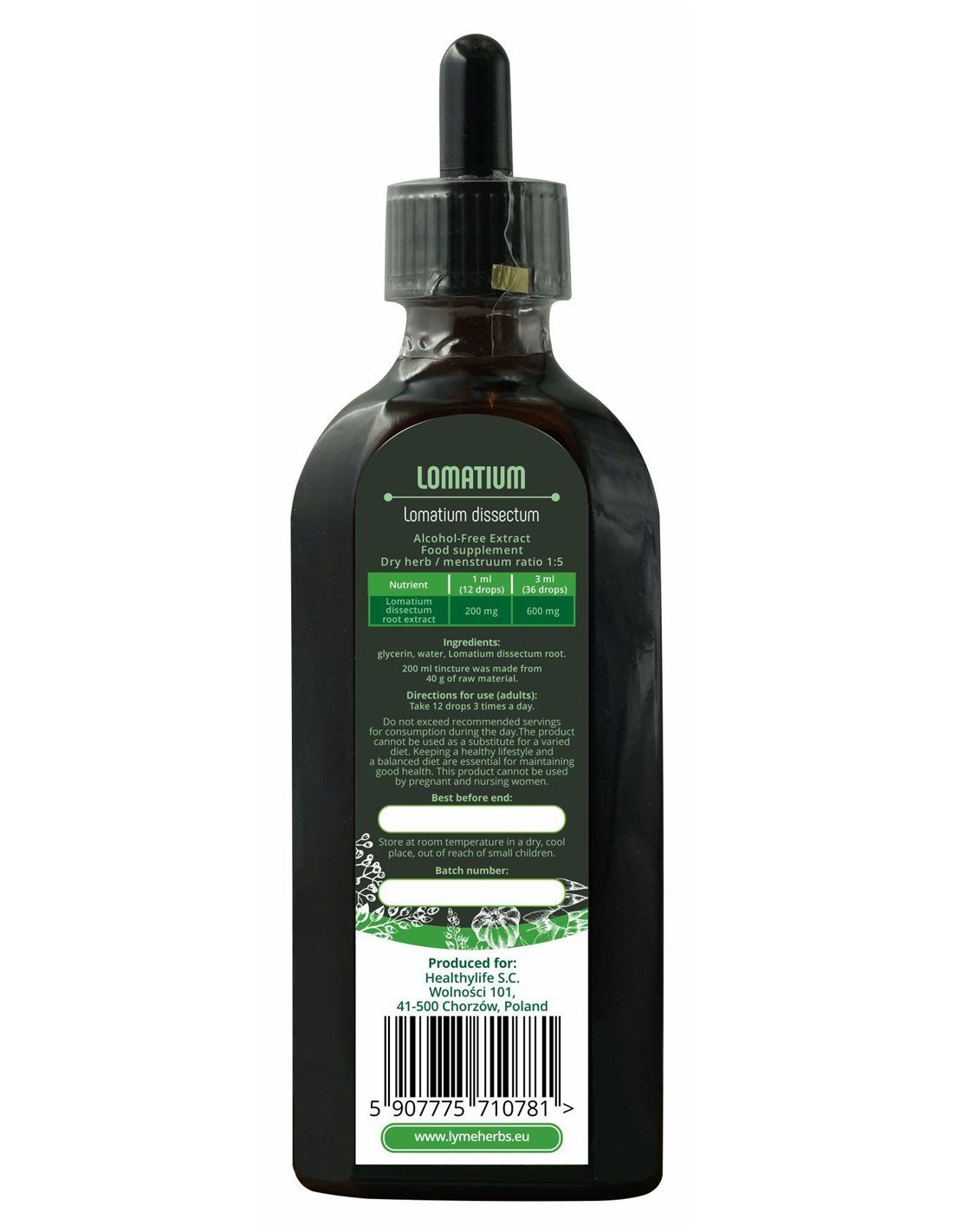 Lymeherbs Alkoholfreier Lomatium-Extrakt 200 ml