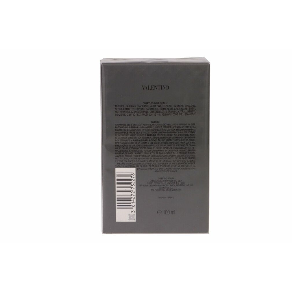 Graue Verpackung mit Text und Barcode. Rückseite der Verpackung mit Produktinformationen und Strichcode.