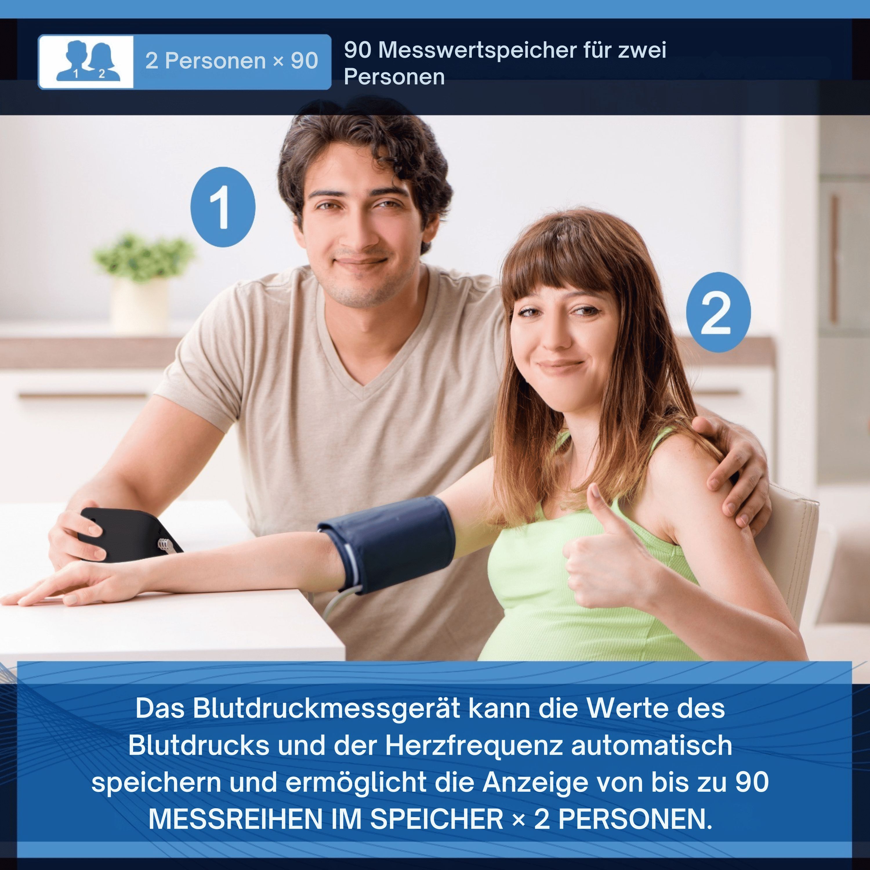 Dinamicamed A-158 Digitales Blutdruckmessgerät Oberarm, 2 Benutzerprofile je 90 Speicherplätze