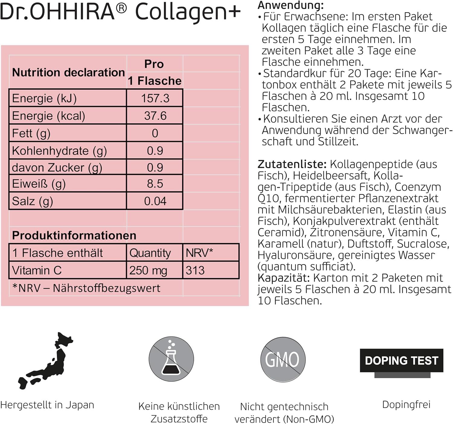 Dr. OHHIRA Collagen+ Flüssiges Marine Collagen Typ 1, 2, 3