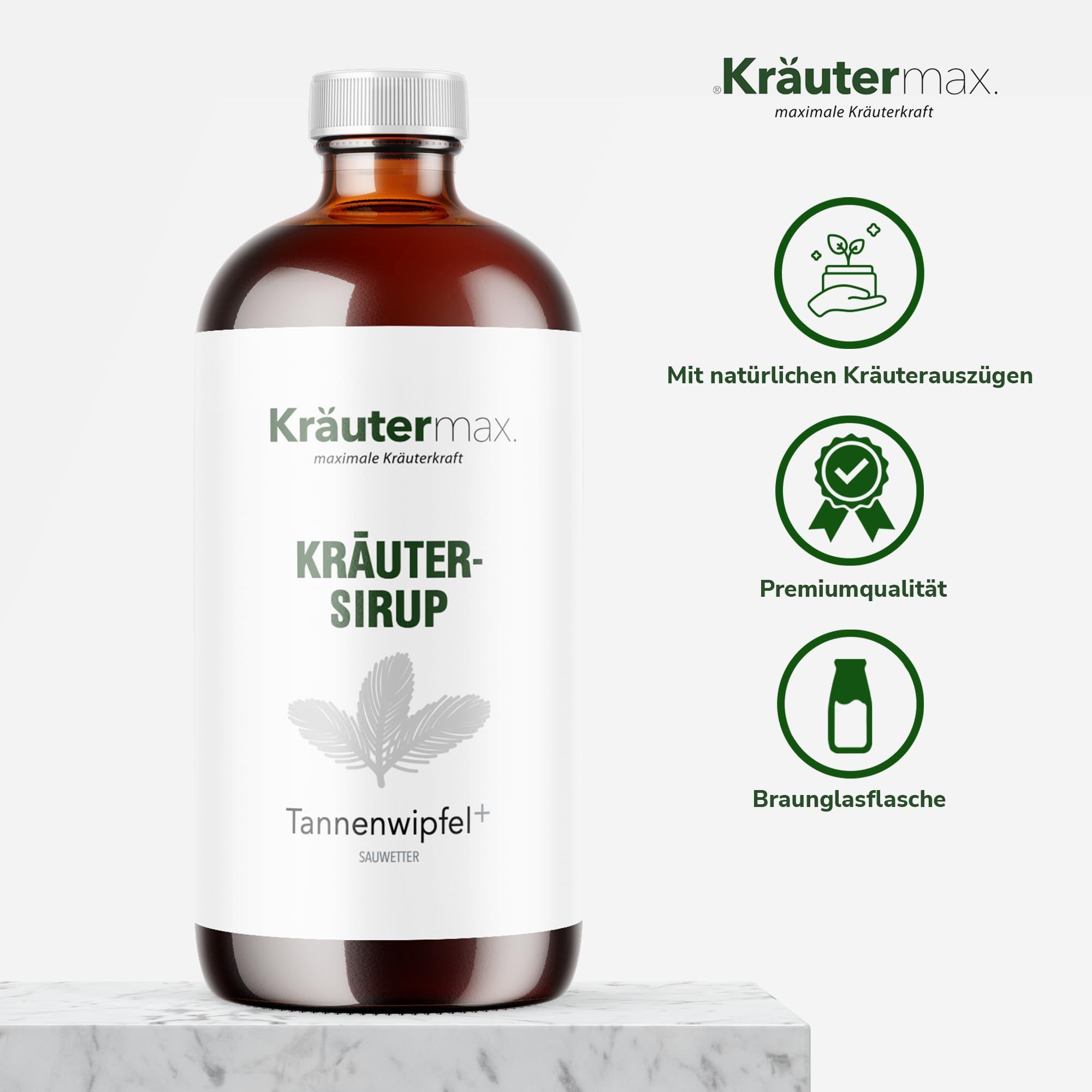 Kräutermax Kräuter-Sirup Tannenwipfel plus Spitzwegerich, Thymian 200 ml Hustensirup