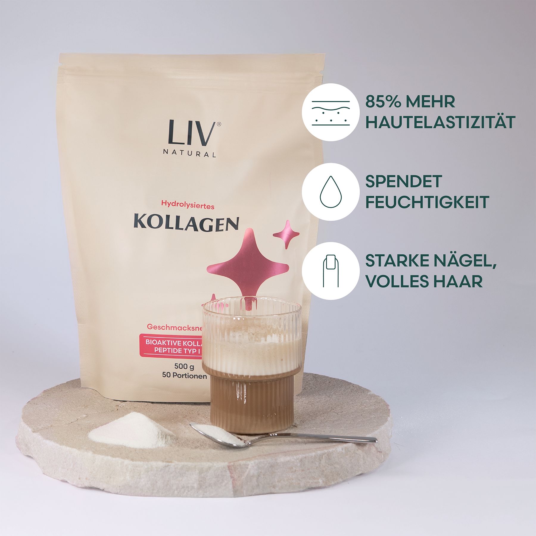 LIV Kollagen Pulver NEUTRALER GESCHMACK & GERUCH 50 Portionen
