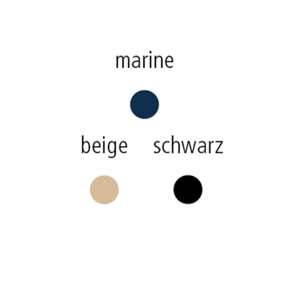 Farbpalette für OFA 365 Kniestrümpfe. Marine, Beige und Schwarz.