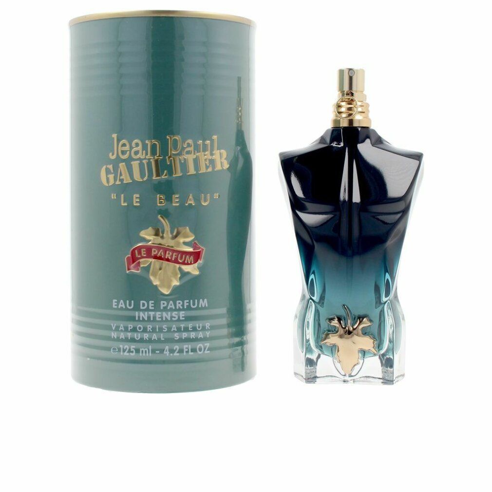 Parfümflakon und Dose. Flakon in Torsoform, Dose mit Logo und Aufschrift "EAU DE PARFUM INTENSE".