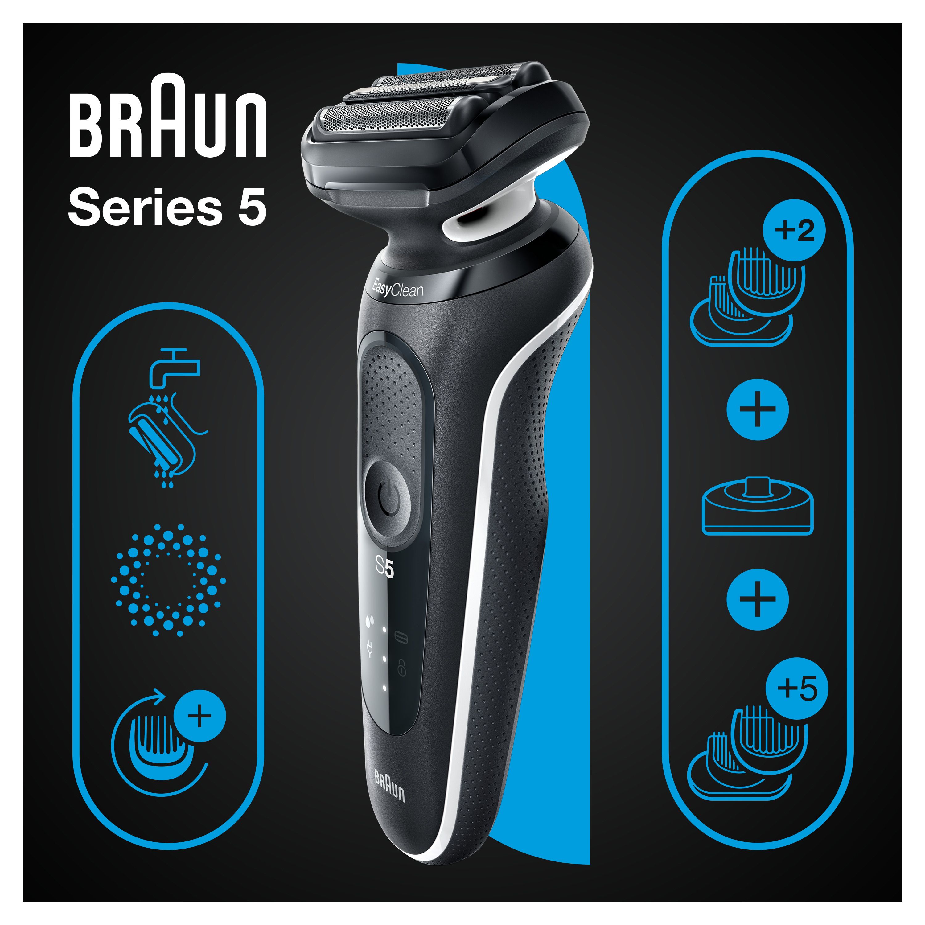 Braun Elektrorasierer »Series 5 51-W4650cs«, 3 St. Aufsätze, EasyClean,  Wet&Dry
