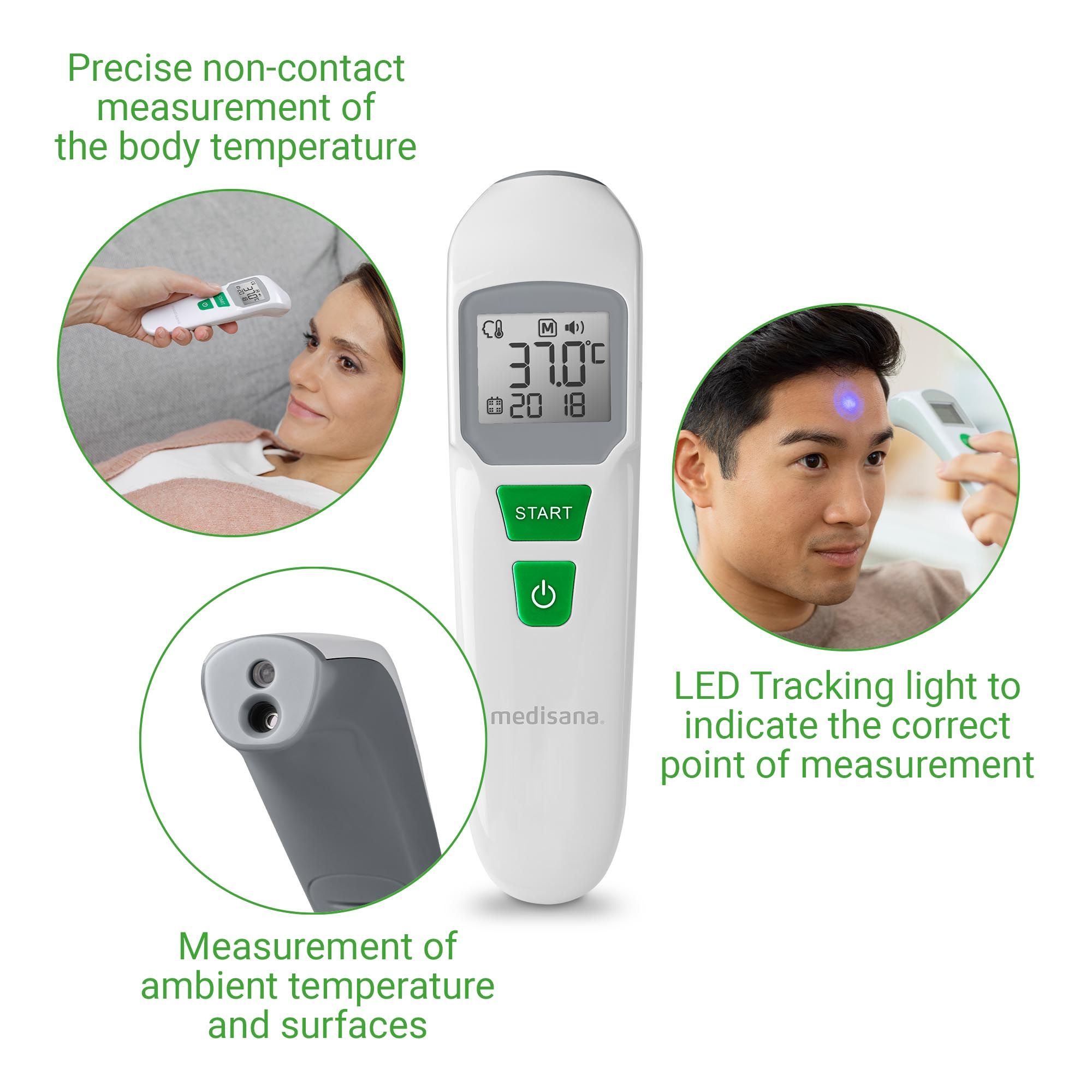 medisana TM 760 digitales Stirnthermometer für Babys, Kinder & Erwachsene mit visuellem Fieberalarm