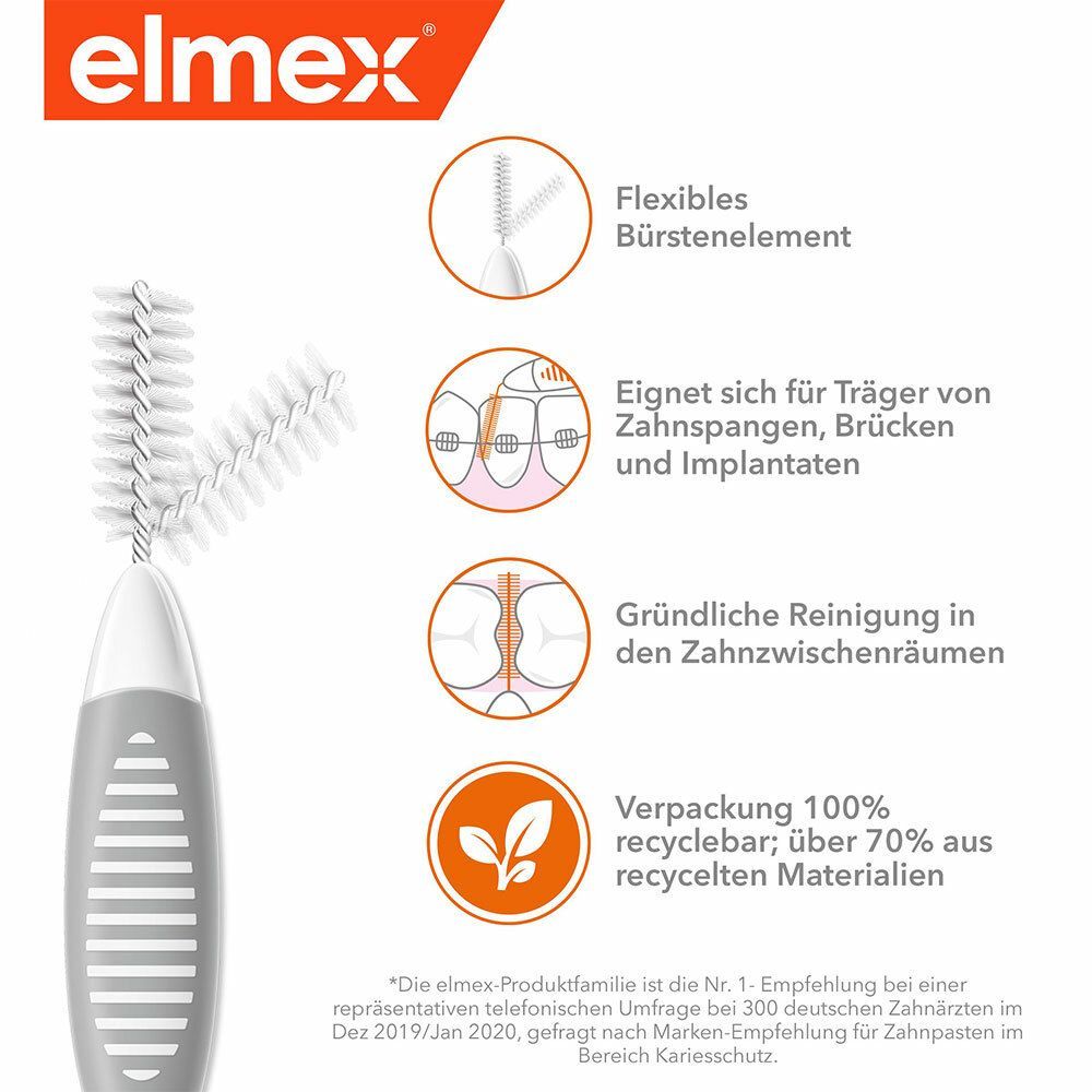 elmex Interdentalbürsten grau, Größe 7, 1,3 mm