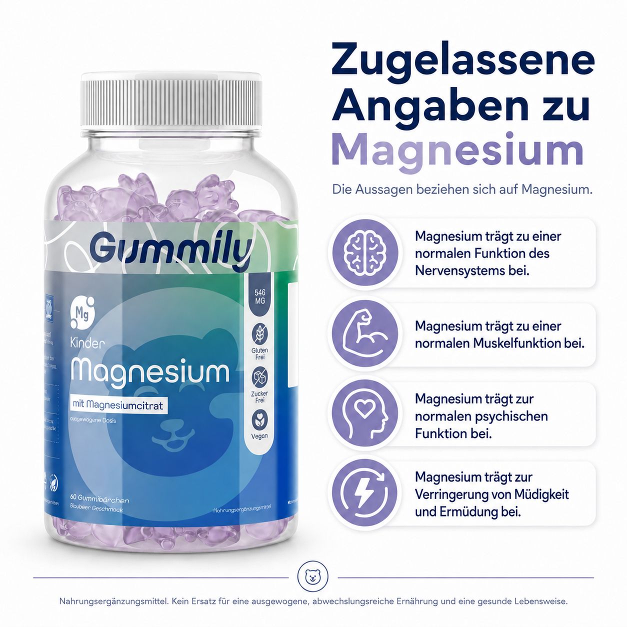 Gummily® Magnesium für Kinder - 2-Monats-Vorrat - Laborgeprüft - Kinder Magnesium Gummibärchen