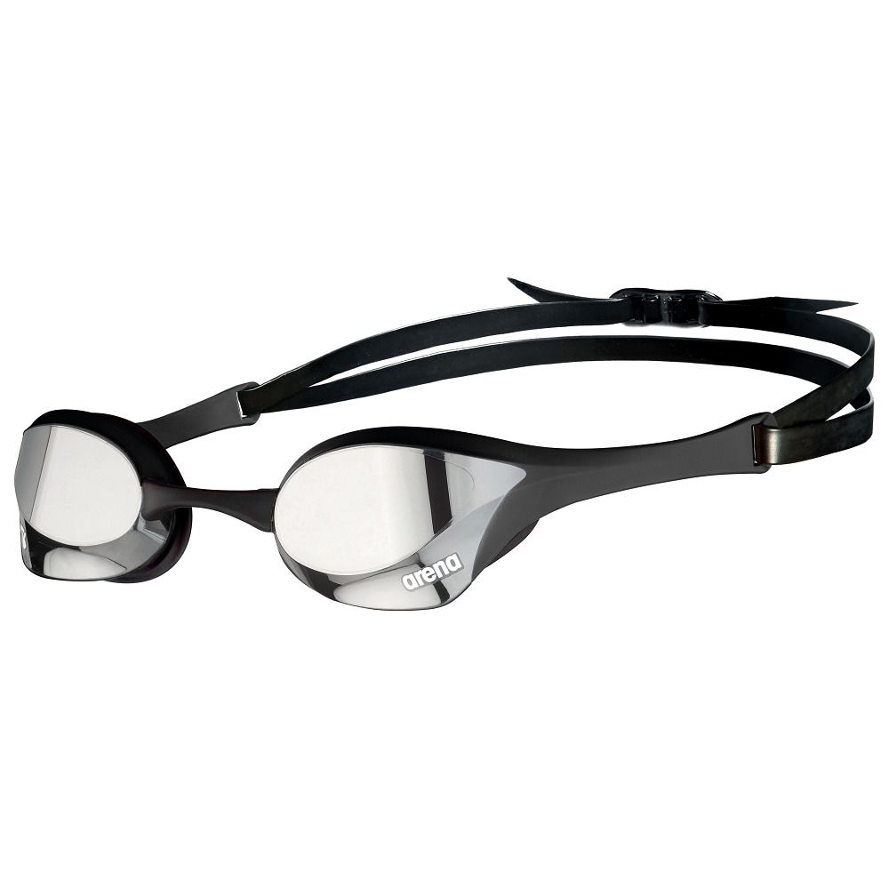 Arena Schwimmbrille Cobra Ultra Swipe Mirror mit verspiegelten silbernen Gläsern und schwarzem Rahmen.