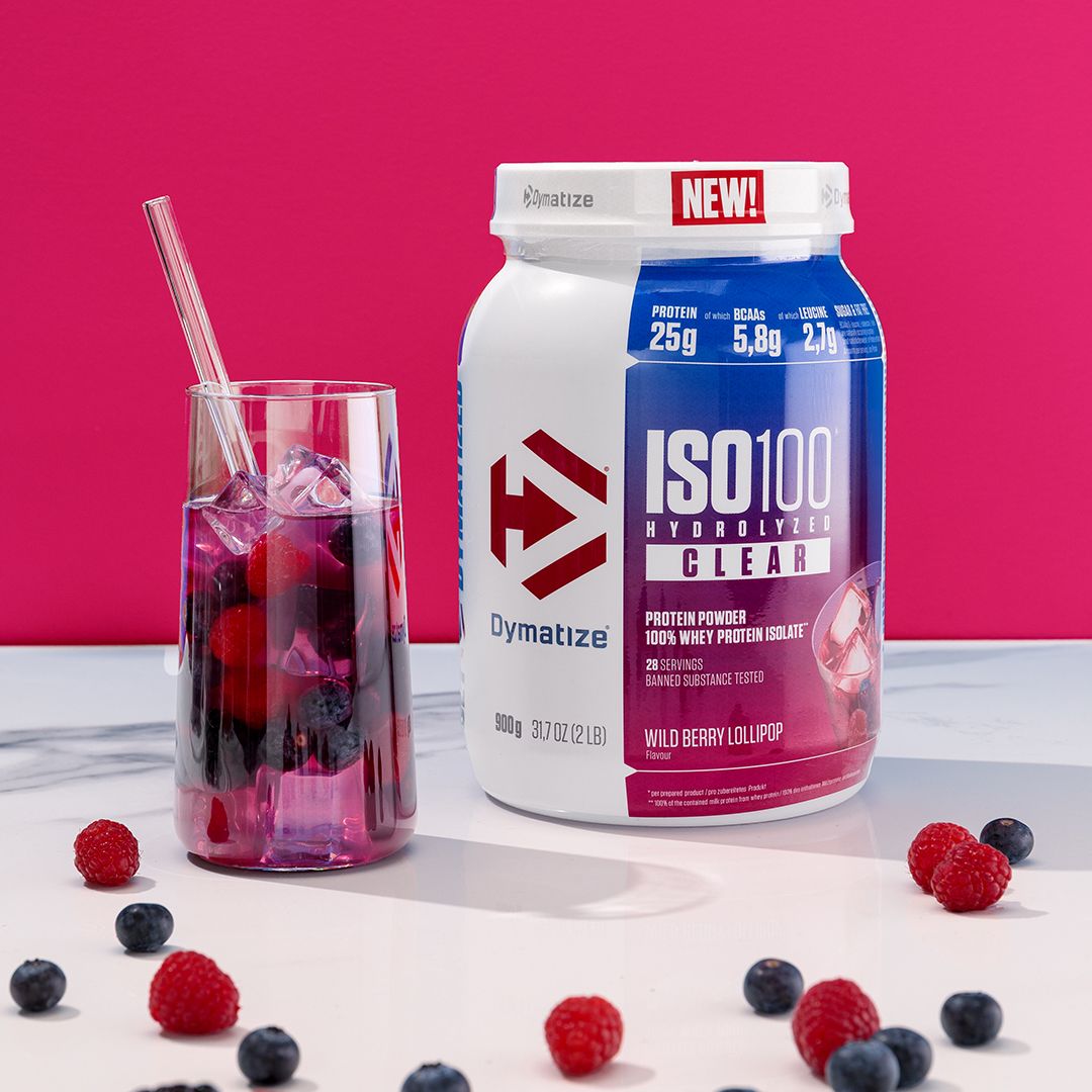 DYMATIZE Whey Protein Pulver Shake Hydrolyzed Clear Wild Berry Lollipop