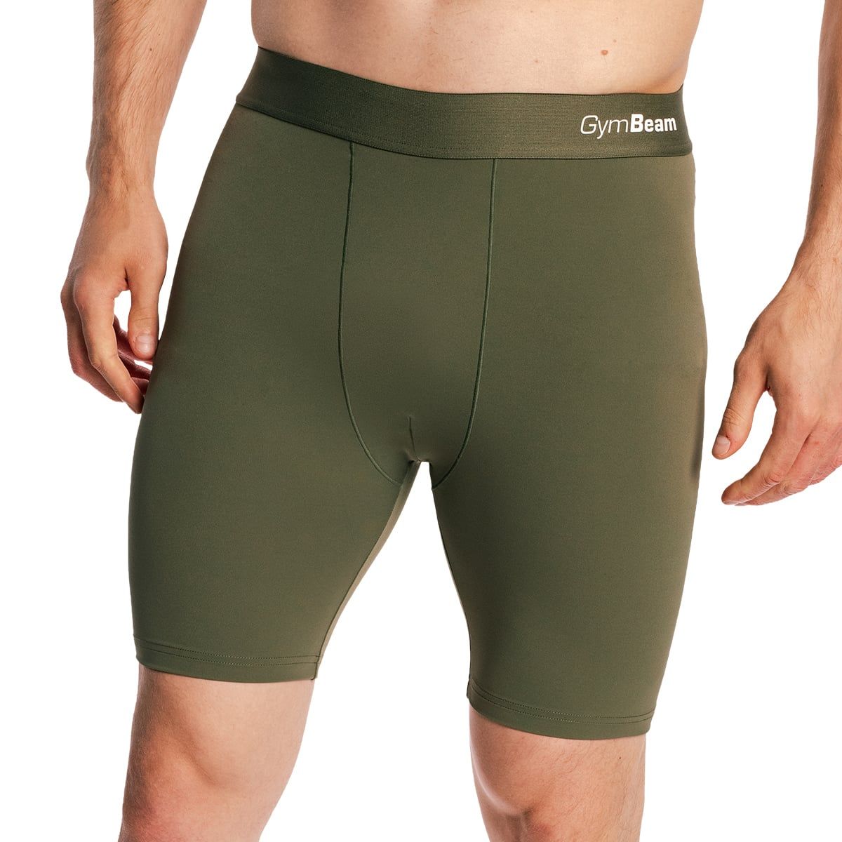GymBeam Shorts Herren slim Combat mit Gummizug in Olivgrau