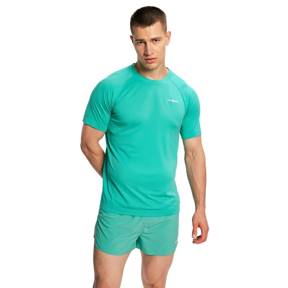 GymBeam T-Shirt Herren loose kurzarm aus Nylon Pulse X Running grün