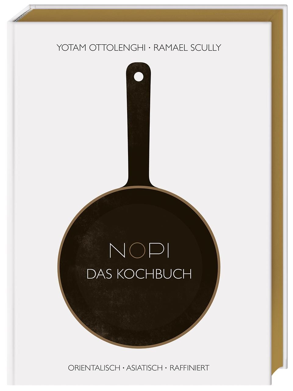 Buchcover. Titel: NOPI - Das Kochbuch. Autoren: Yotam Ottolenghi, Ramael Scully. Motiv: Pfanne, orientalisch, asiatisch, raffiniert.