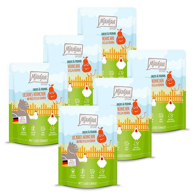 MjAMjAM - Quetschie Chicks & Friends leckeres Hühnchen an fruchtigen Birnen 6x300 g Futter