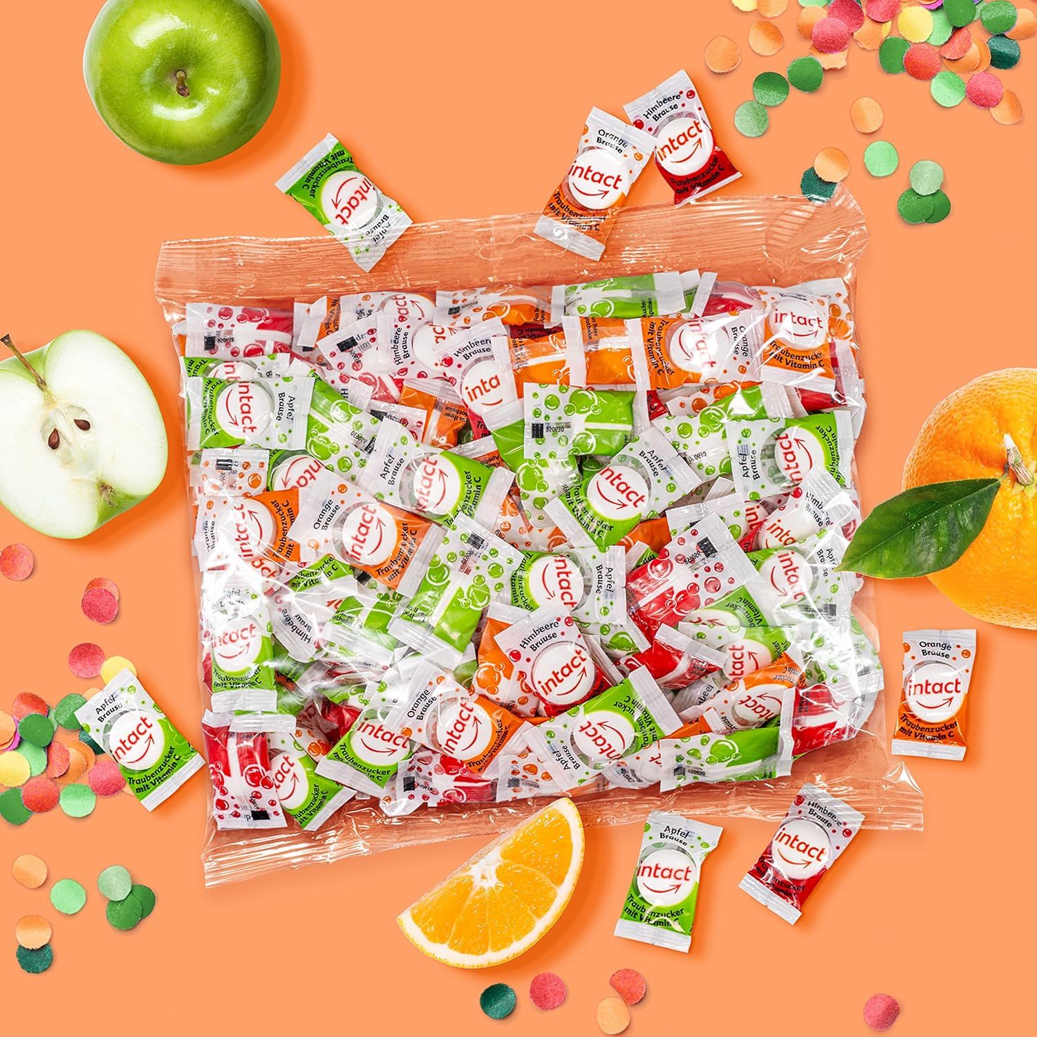 intact Traubenzucker Bonbons einzeln verpackt • 500g pro Beutel • 100% Vegan