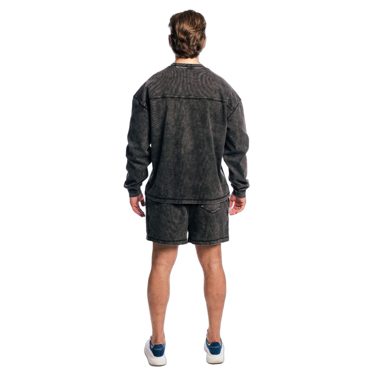 GymBeam Sweatshirt Herren Oversized ohne Kapuze in Washed Black