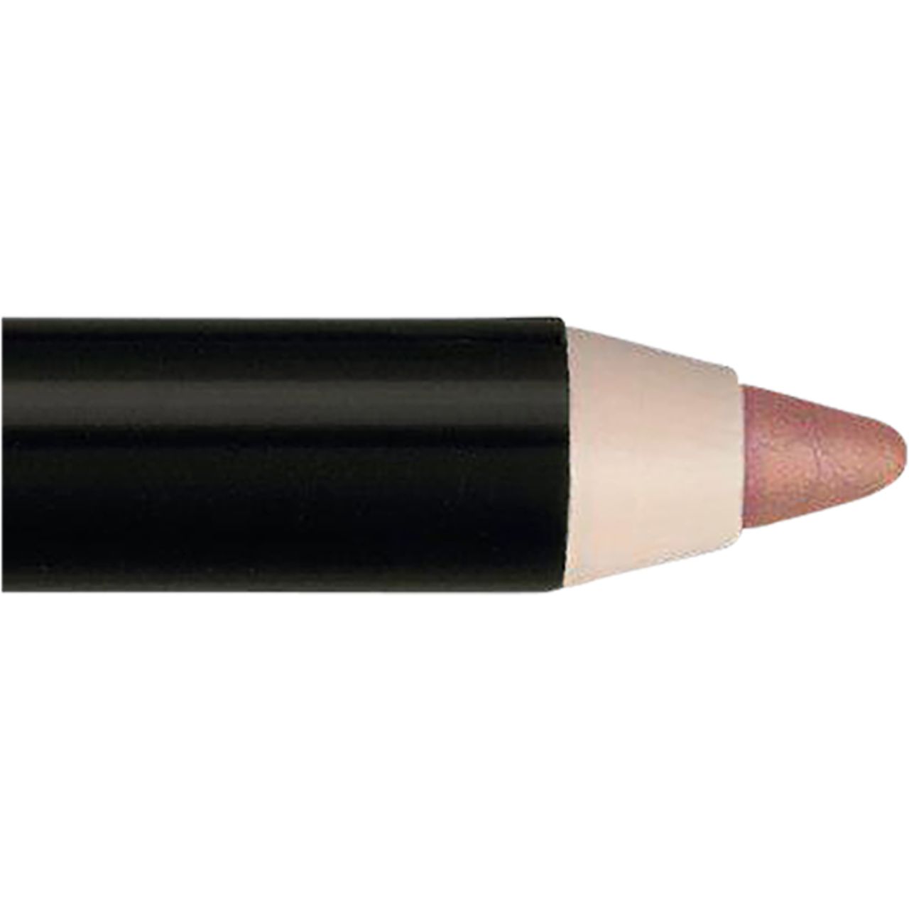 Nahaufnahme der Spitze eines IsaDora Perfect Lipliner. Schwarzer Stift mit rosafarbener Spitze. Weiße Umrandung.