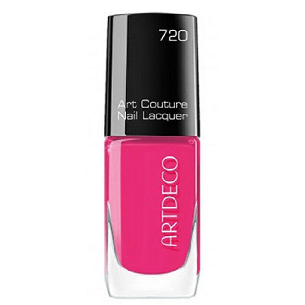 Nagellackflasche, Farbe 720. ARTDECO-Logo und Art Couture Nail Lacquer-Schriftzug auf dem Flakon.
