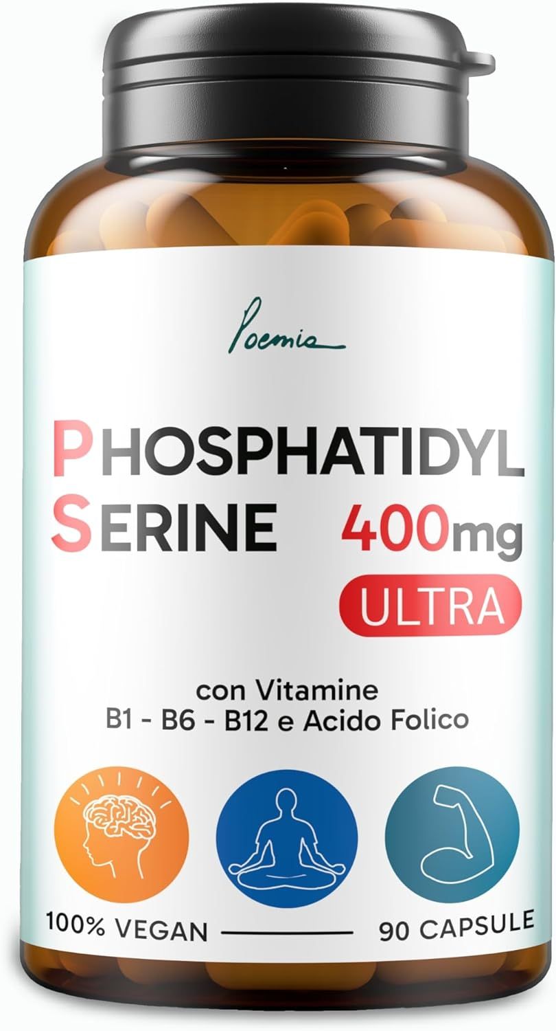 Poemia Fosfatidilserina Pura Ps 400mg con Vitamina B1 B6 B12 Acido Folico