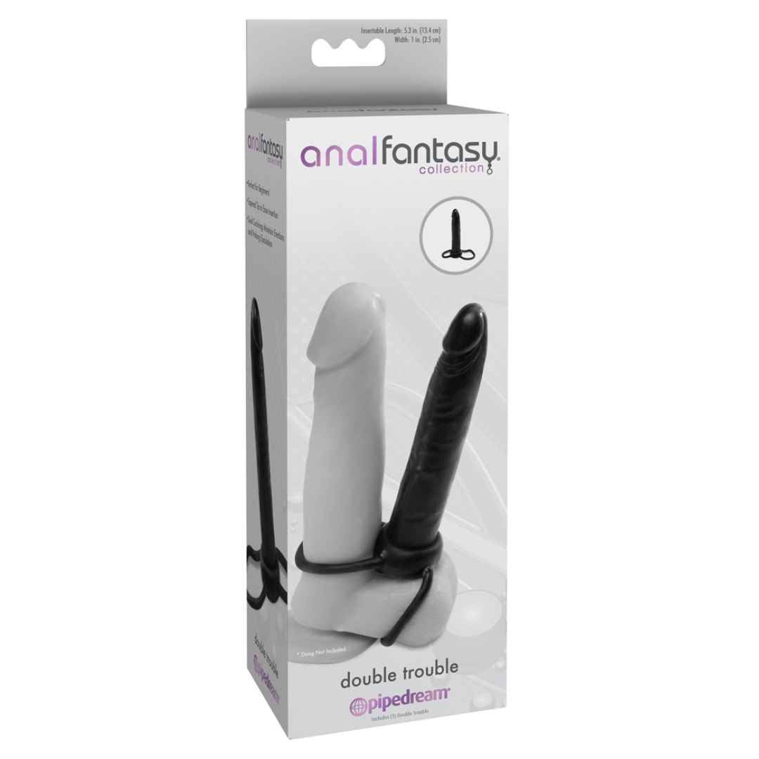 Verpackung mit Dildos und Penisring. Produktname: analfantasy collection. Text: double trouble.