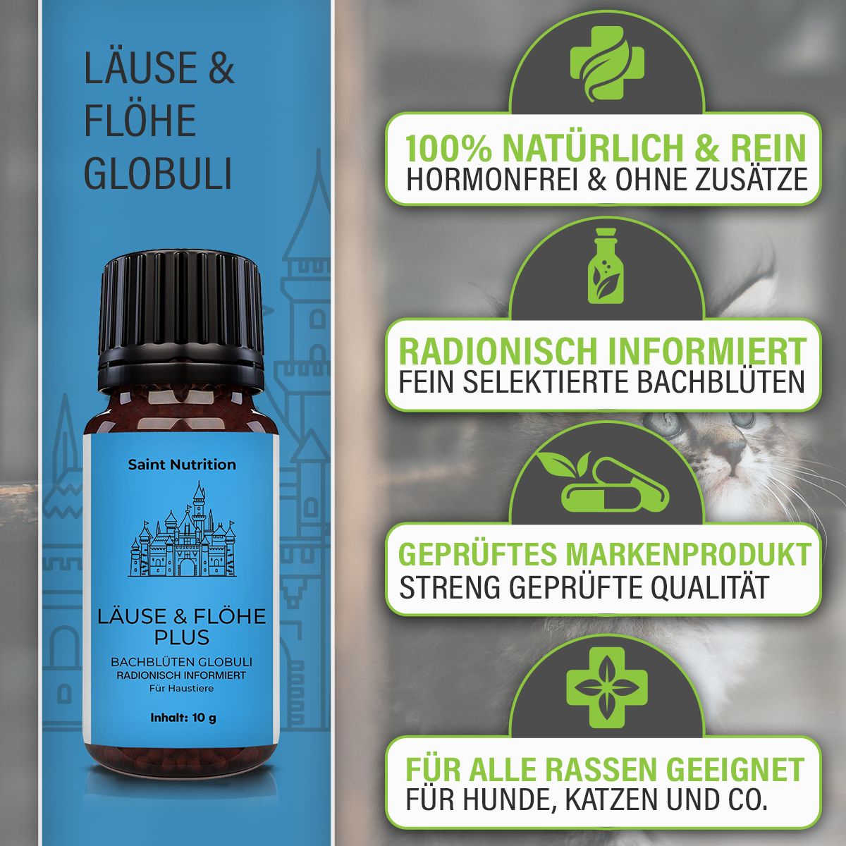 Saint Nutrition® | Läuse & Flöhe Plus Kügelchen für Hund & Katze