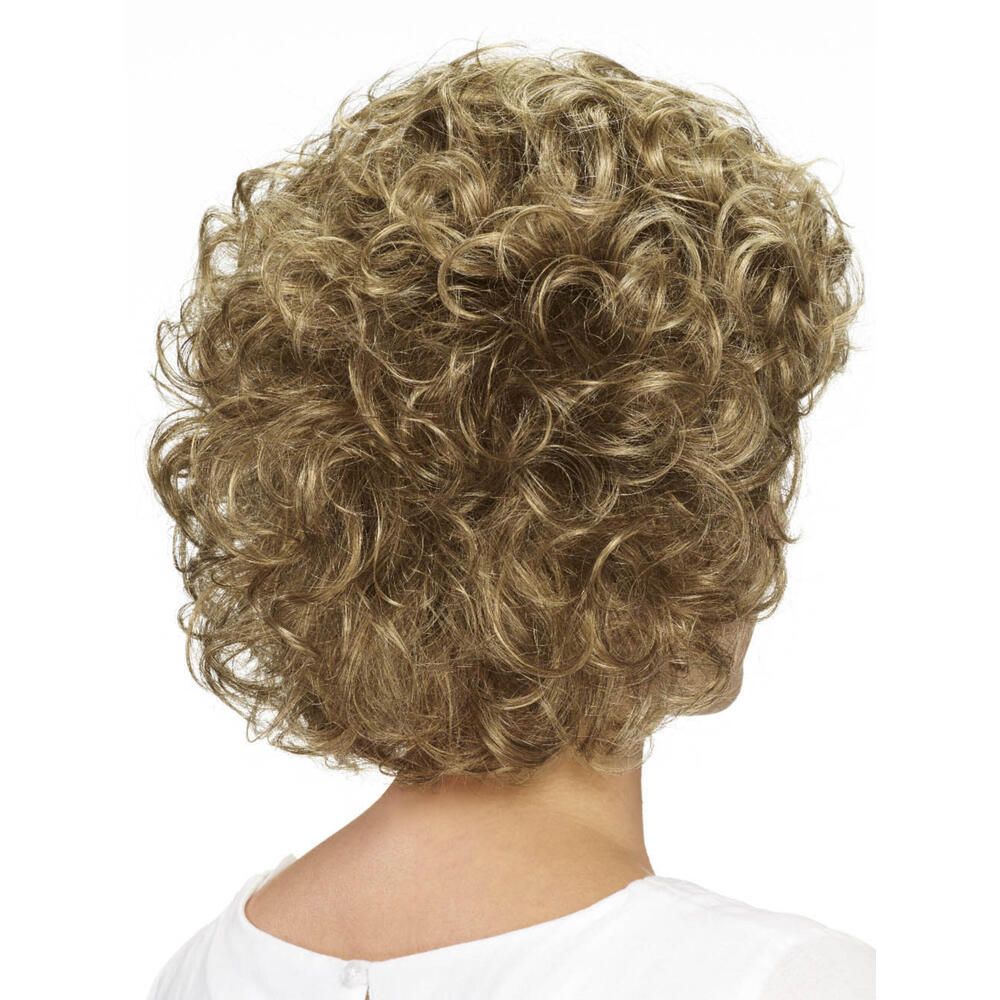 Perücke Viola von Lofty, blond-gelockt, kurze Frisur, Rückansicht.