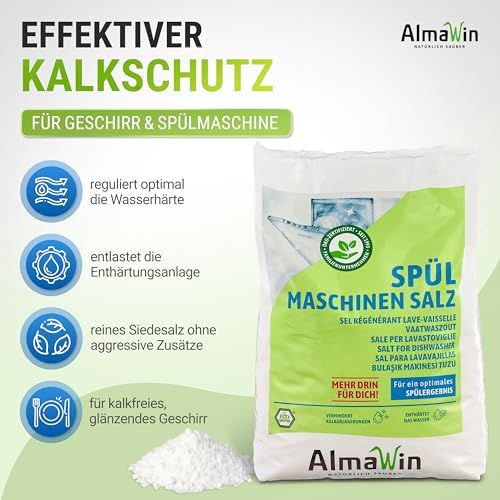 AlmaWin Spülmaschinen Salz: Effektiver Kalkschutz für Geschirr und Spülmaschine.