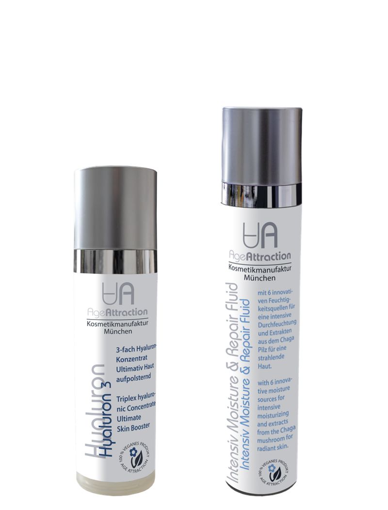 Age Attraction Feuchtigkeit-Boost: Hyaluron Serum 5-Stufen + Intensive Moisture & Repair Fluid 80 ml